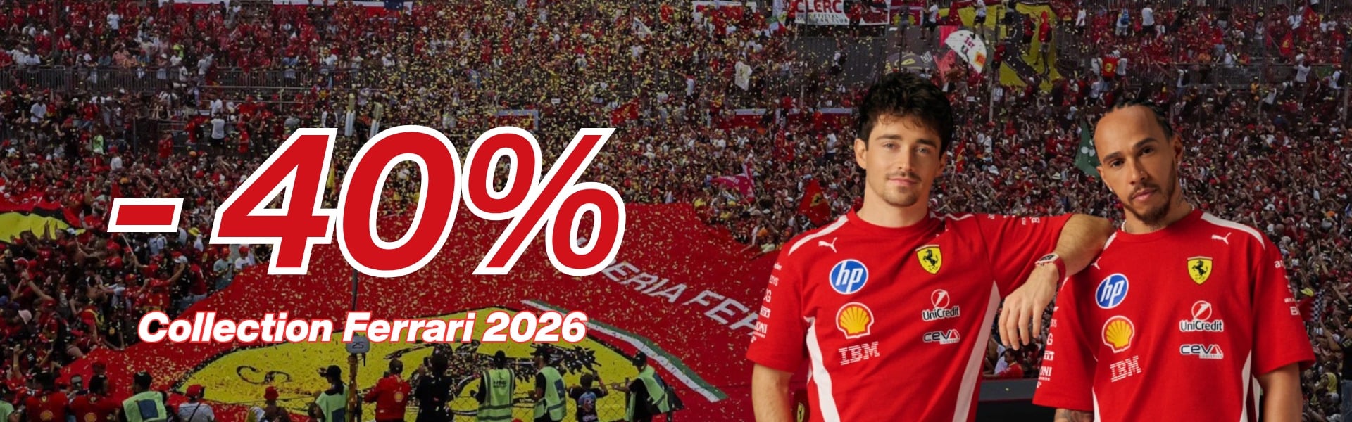 Collection Ferrari 2026 -40% avec Leclerc et Hamilton